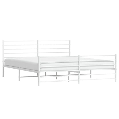 Giroletto con Testiera e Pediera Metallo Bianco 200x200 cm | homemem39