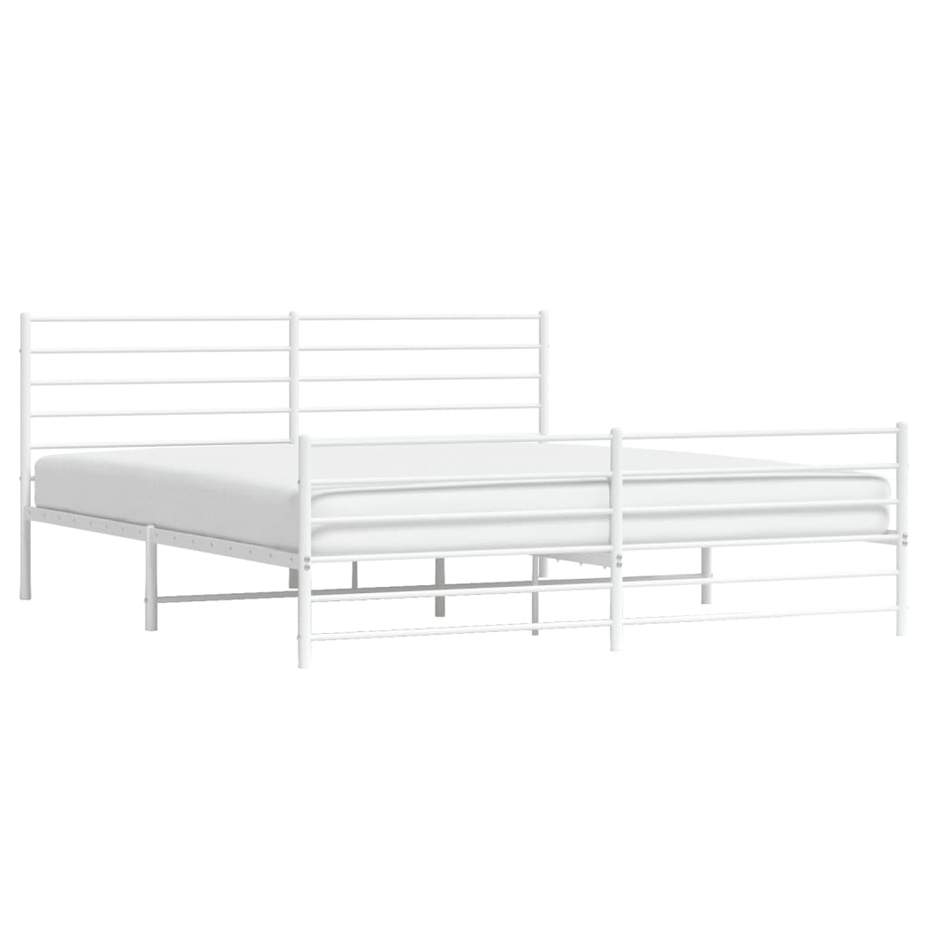 Giroletto con Testiera e Pediera Metallo Bianco 200x200 cm