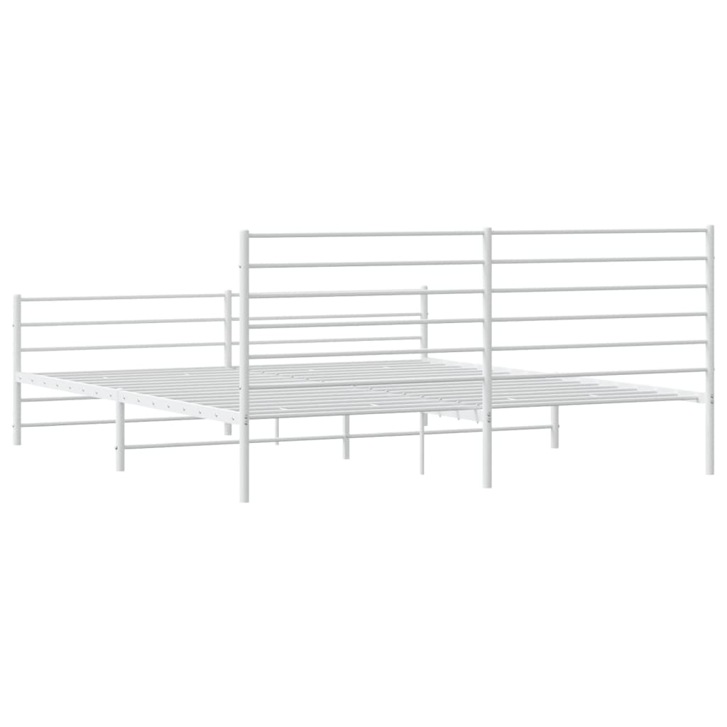 Giroletto con Testiera e Pediera Metallo Bianco 200x200 cm | homemem39