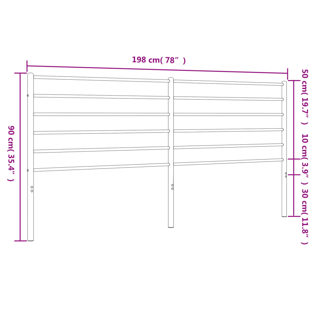 Testiera in Metallo Bianco 193 cm - homemem39