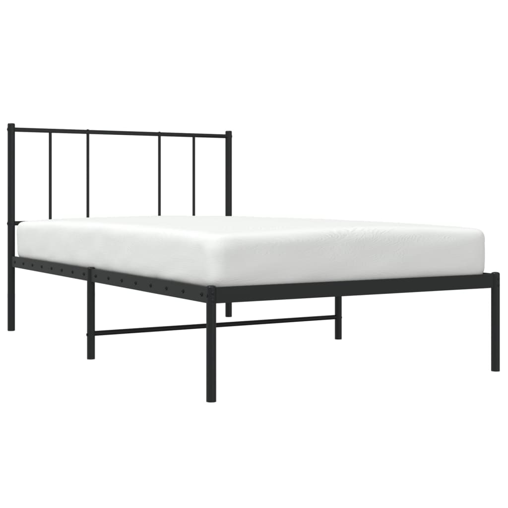 Giroletto con Testiera in Metallo Nero 90x200 cm