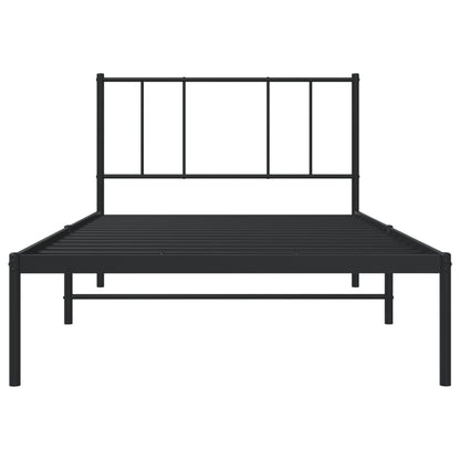 Giroletto con Testiera in Metallo Nero 90x200 cm