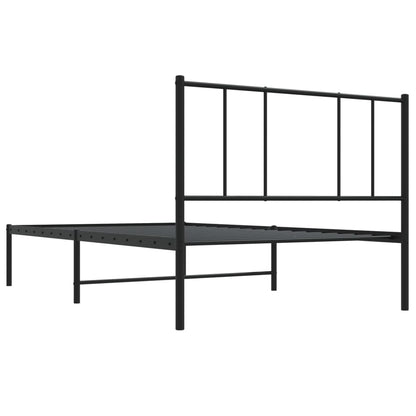 Giroletto con Testiera in Metallo Nero 90x200 cm