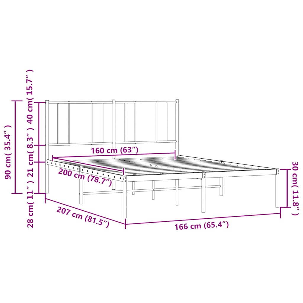 Giroletto con Testiera in Metallo Nero 160x200 cm | homemem39