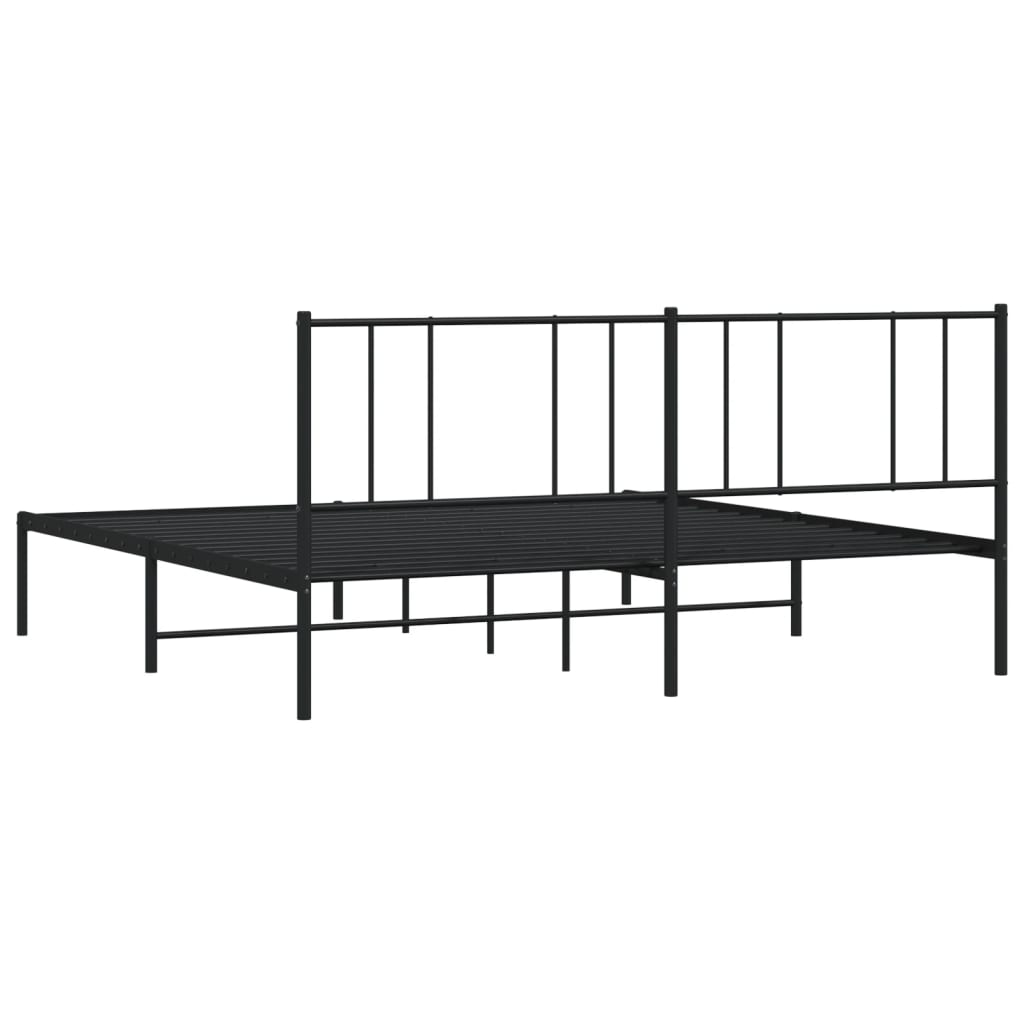 Giroletto con Testiera in Metallo Nero 180x200 cm