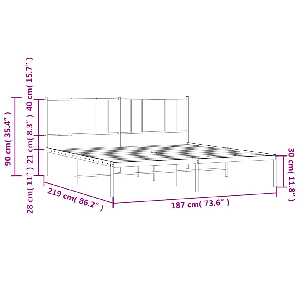 Giroletto con Testiera in Metallo Nero 183x213 cm | homemem39