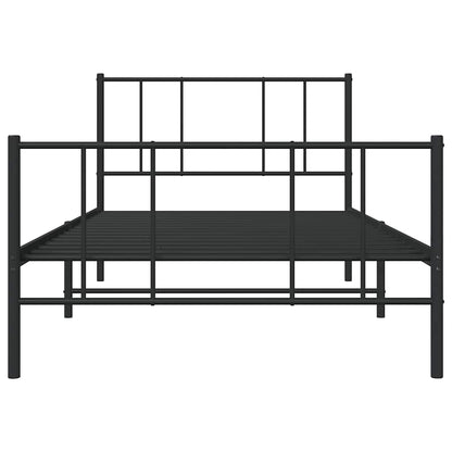 Giroletto con Testiera e Pediera Metallo Nero 75x190 cm | homemem39