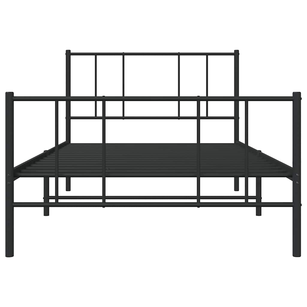 Giroletto con Testiera e Pediera Metallo Nero 90x190 cm