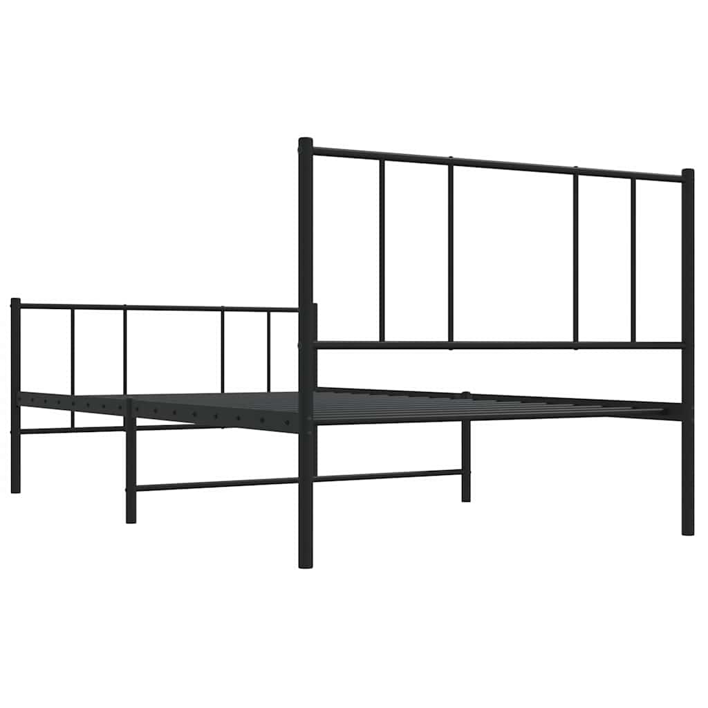 Giroletto con Testiera e Pediera Metallo Nero 90x190 cm