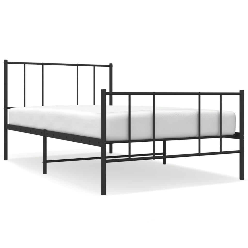 Giroletto con Testiera e Pediera Metallo Nero 100x200 cm | homemem39