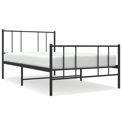 Giroletto con Testiera e Pediera Metallo Nero 100x200 cm | homemem39
