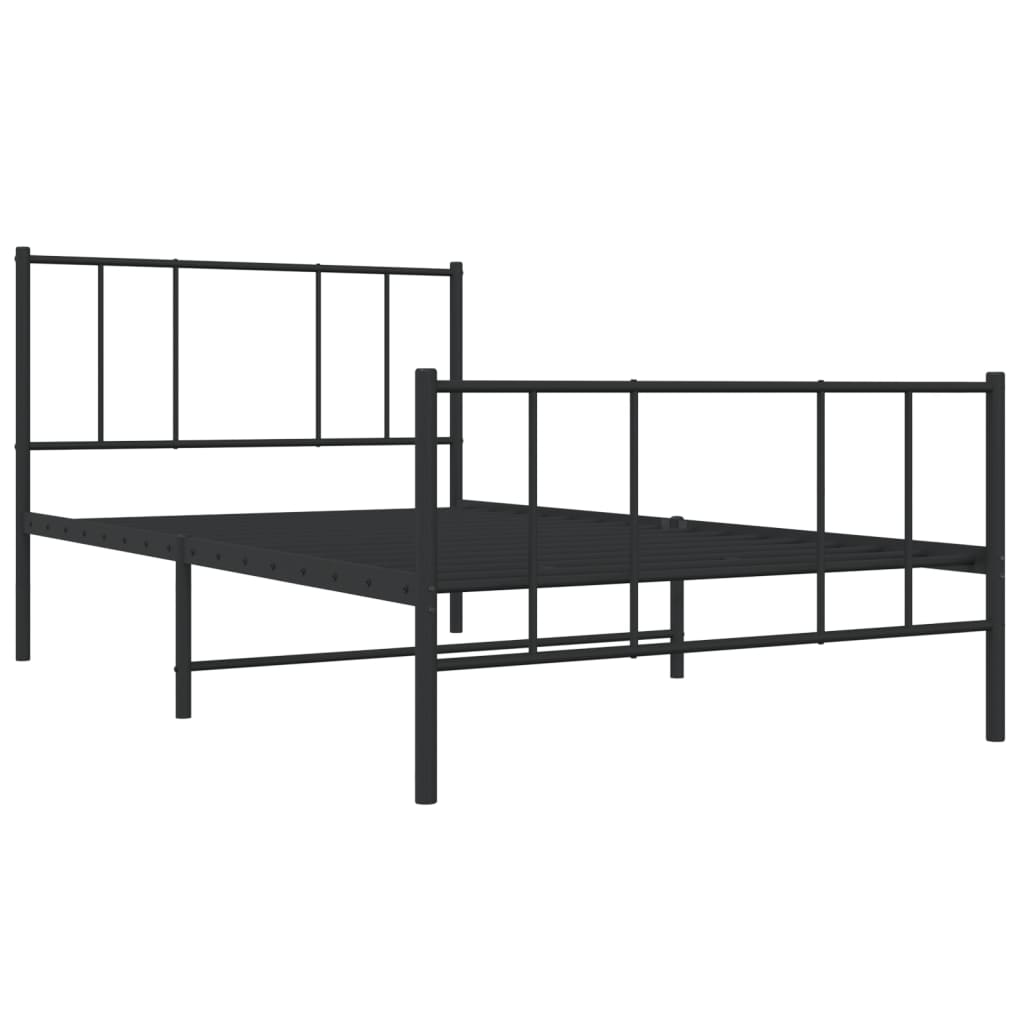 Giroletto con Testiera e Pediera Metallo Nero 100x200 cm | homemem39