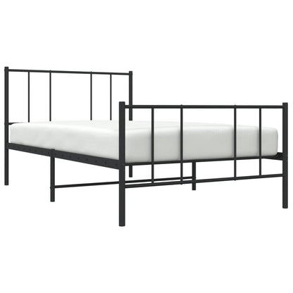 Giroletto con Testiera e Pediera Metallo Nero 100x200 cm | homemem39