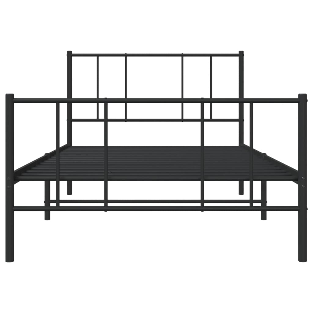 Giroletto con Testiera e Pediera Metallo Nero 100x200 cm | homemem39