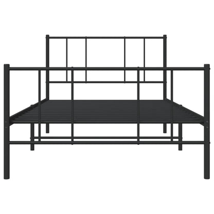 Giroletto con Testiera e Pediera Metallo Nero 100x200 cm | homemem39