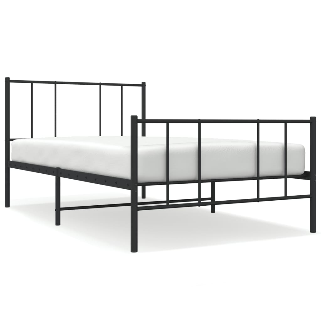 Giroletto con Testiera e Pediera Metallo Nero 107x203 cm | homemem39
