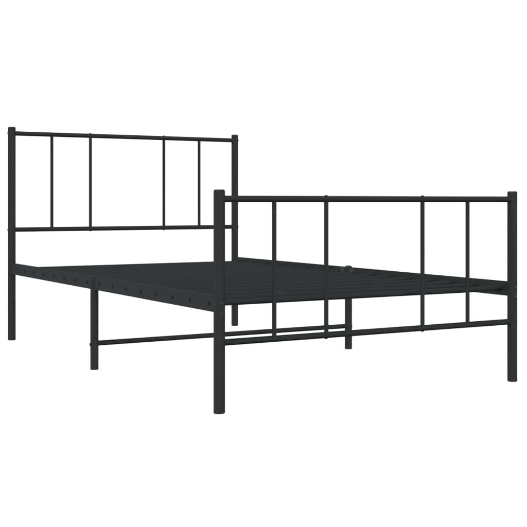 Giroletto con Testiera e Pediera Metallo Nero 107x203 cm | homemem39