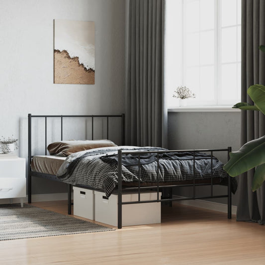 Giroletto con Testiera e Pediera Metallo Nero 107x203 cm | homemem39