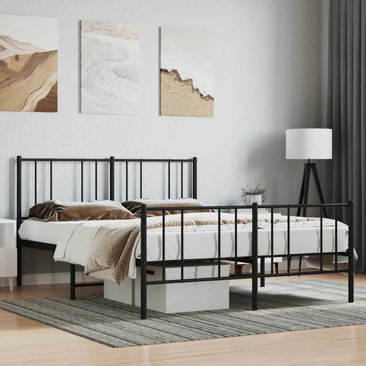 Giroletto con Testiera e Pediera Metallo Nero 120x190 cm | homemem39