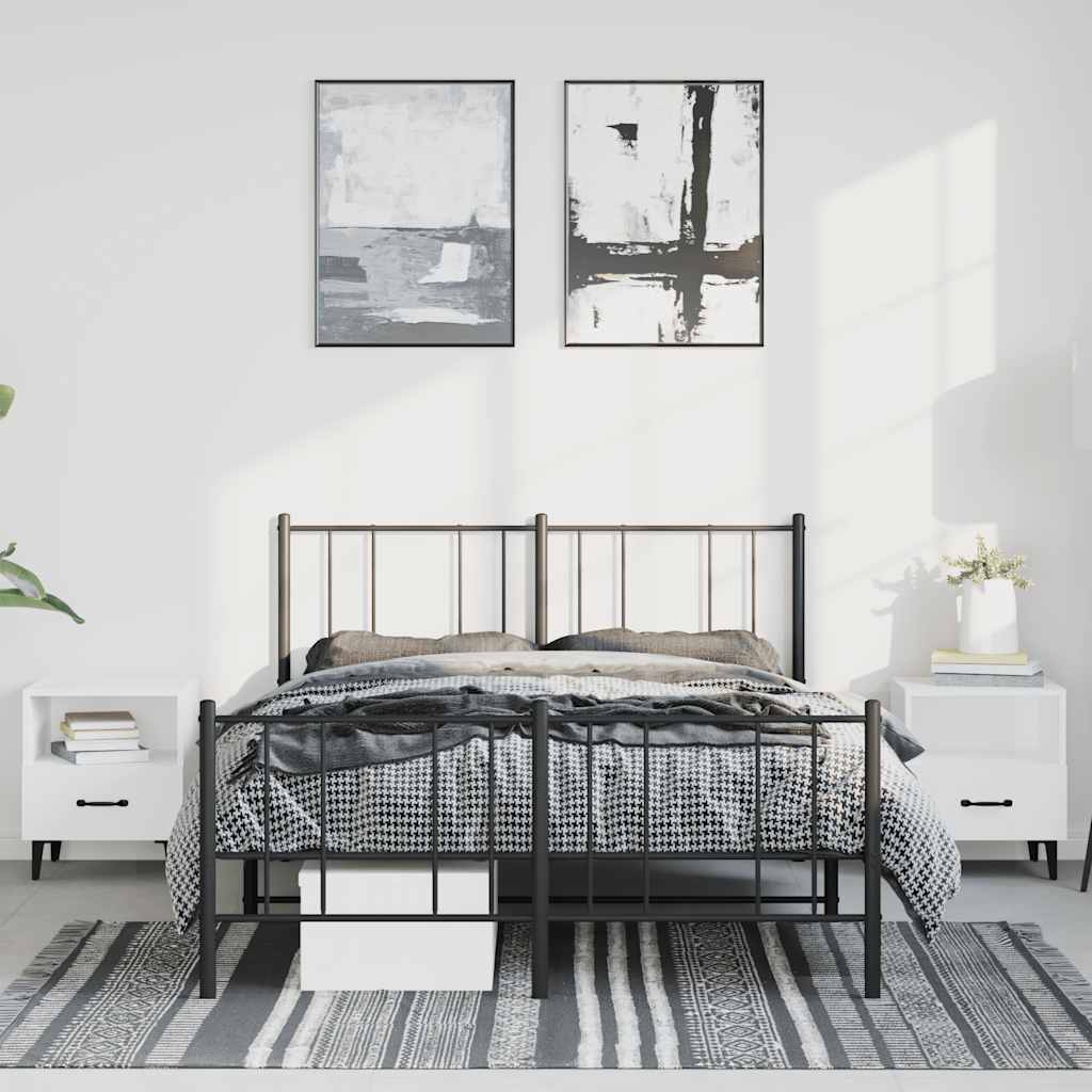 Giroletto con Testiera e Pediera Metallo Nero 135x190 cm | homemem39