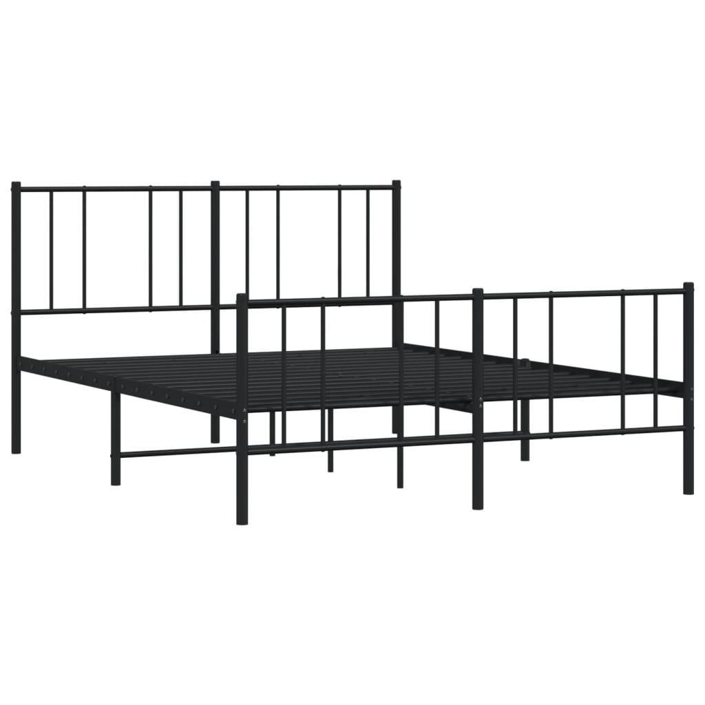 Giroletto con Testiera e Pediera Metallo Nero 135x190 cm - homemem39