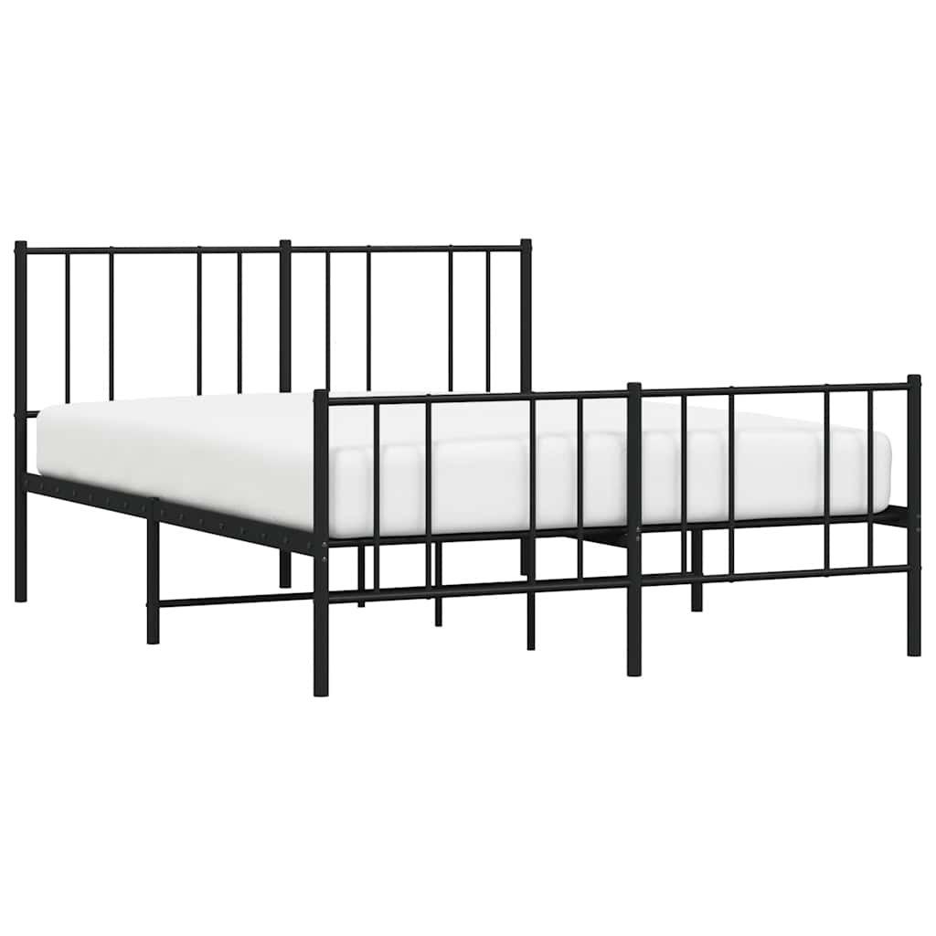 Giroletto con Testiera e Pediera Metallo Nero 135x190 cm | homemem39