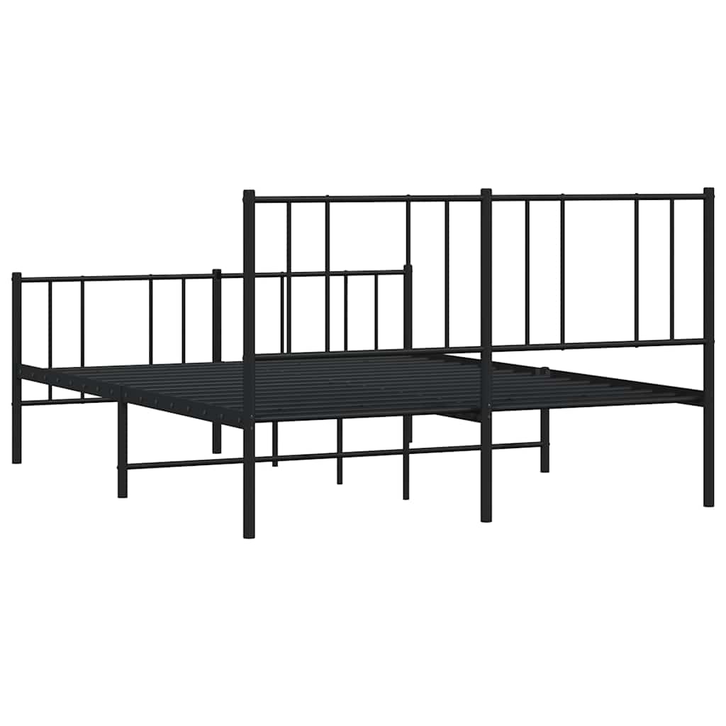 Giroletto con Testiera e Pediera Metallo Nero 135x190 cm | homemem39
