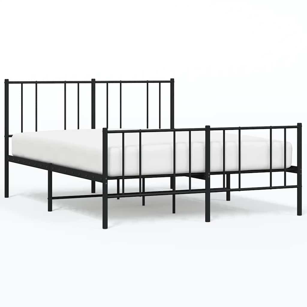 Giroletto con Testiera e Pediera Metallo Nero 140x190 cm | homemem39