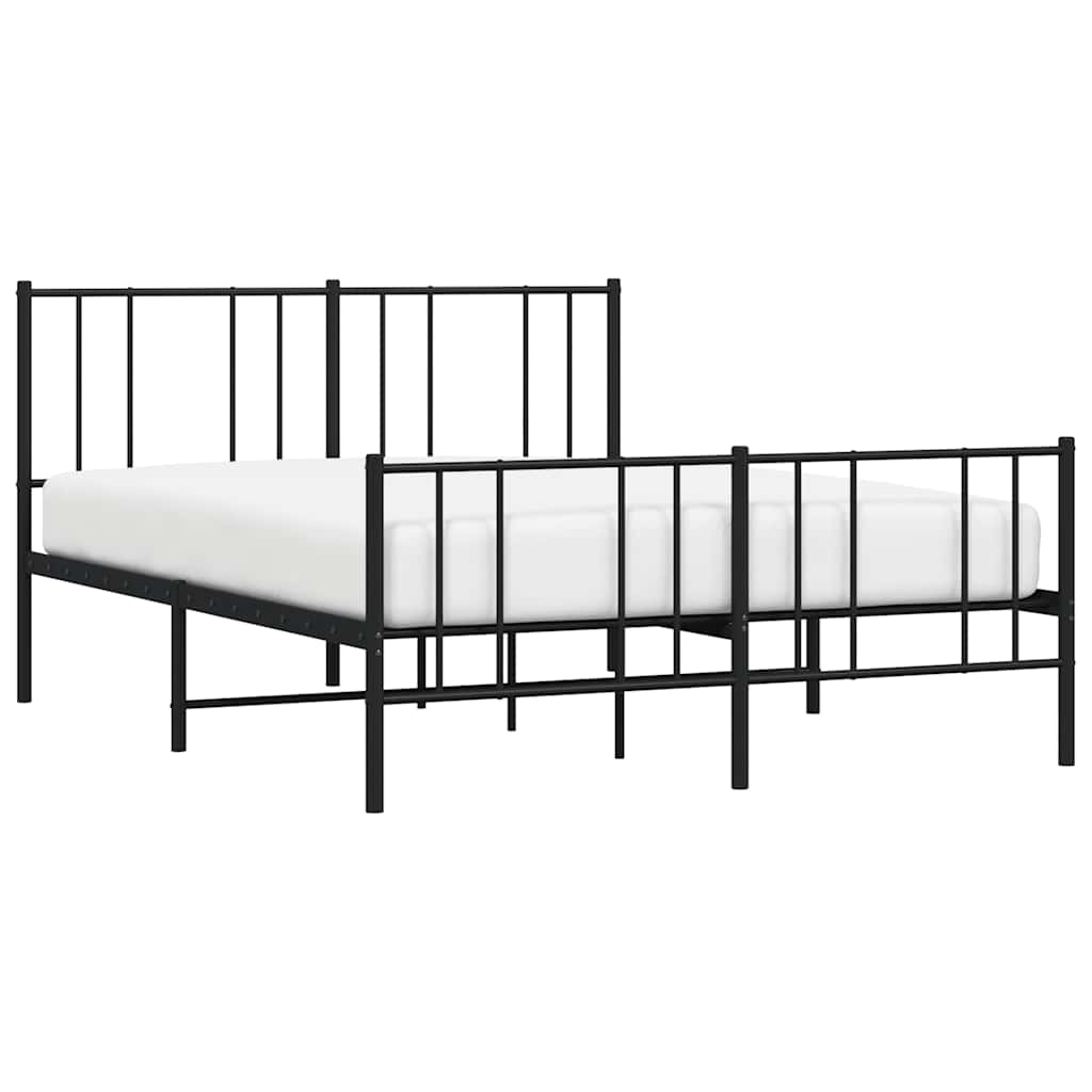 Giroletto con Testiera e Pediera Metallo Nero 140x190 cm | homemem39