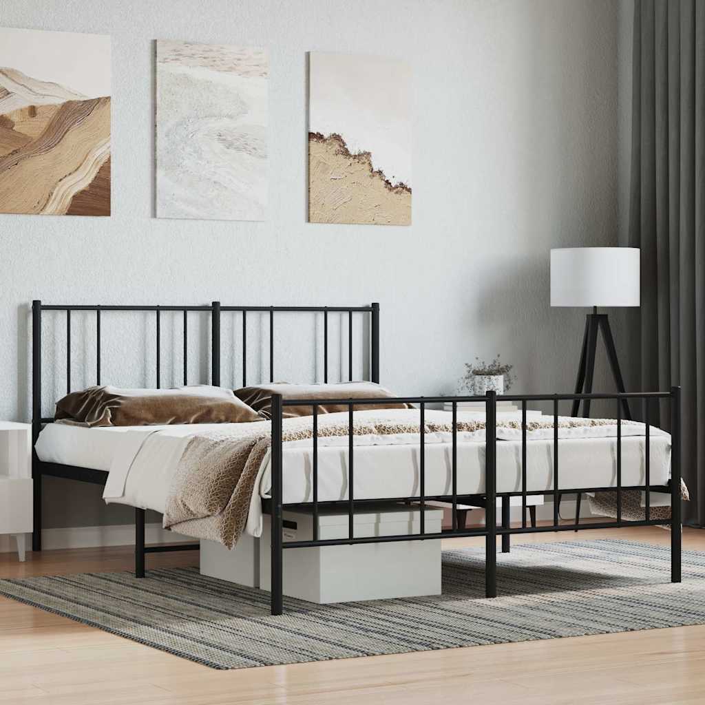 Giroletto con Testiera e Pediera Metallo Nero 140x190 cm | homemem39