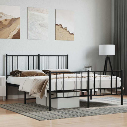 Giroletto con Testiera e Pediera Metallo Nero 140x190 cm | homemem39