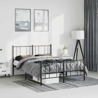 Giroletto con Testiera e Pediera Metallo Nero 150x200 cm | homemem39