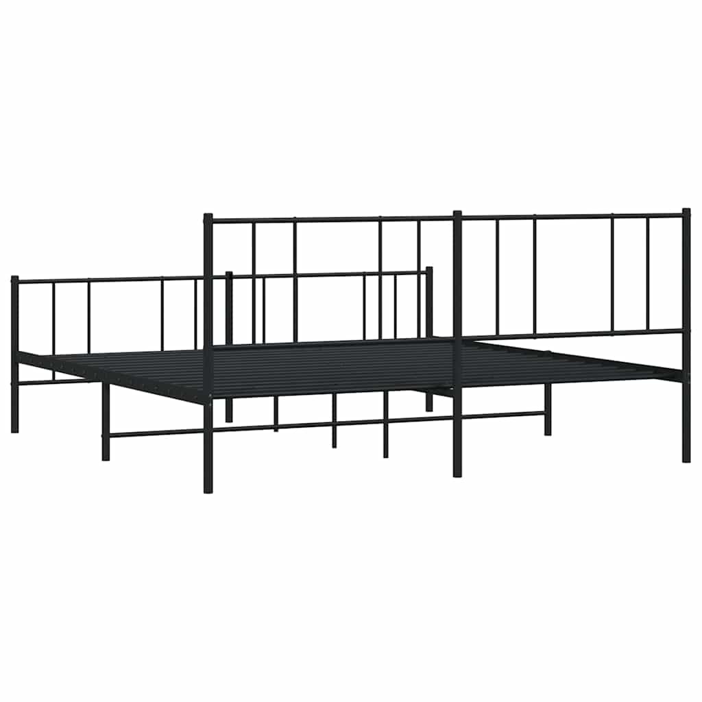 Giroletto senza Materaso con Pediera in Metallo Nero 180x200 cm
