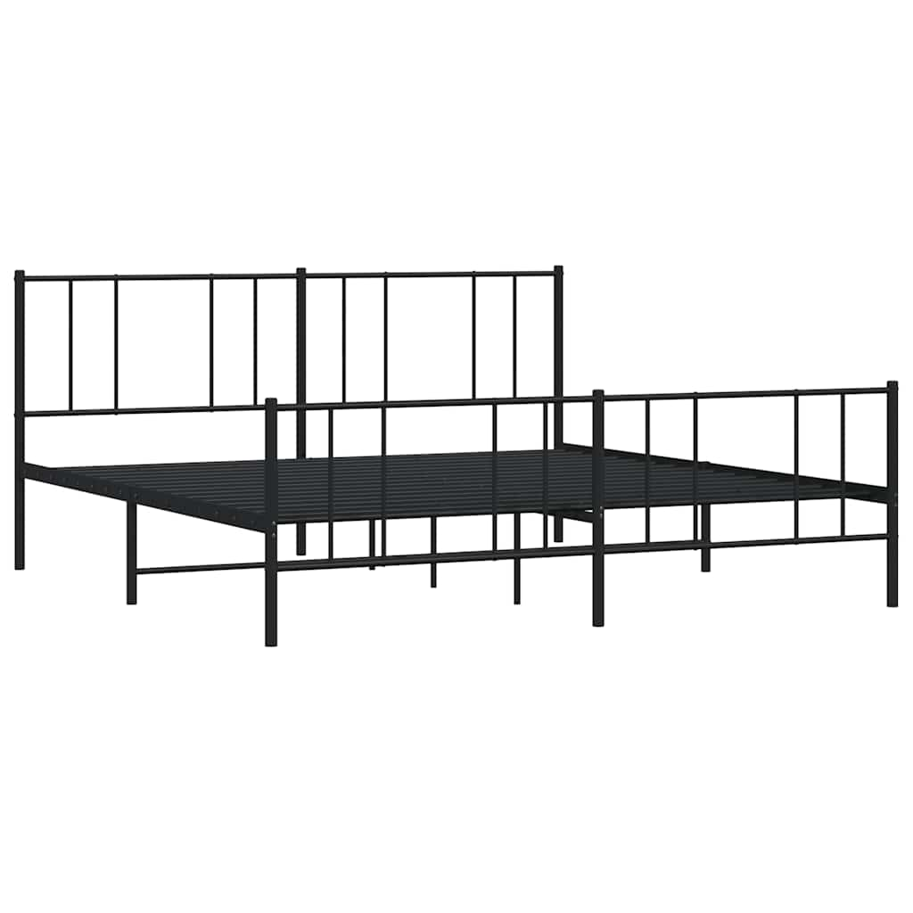 Giroletto con Testiera e Pediera Metallo Nero 183x213 cm - homemem39