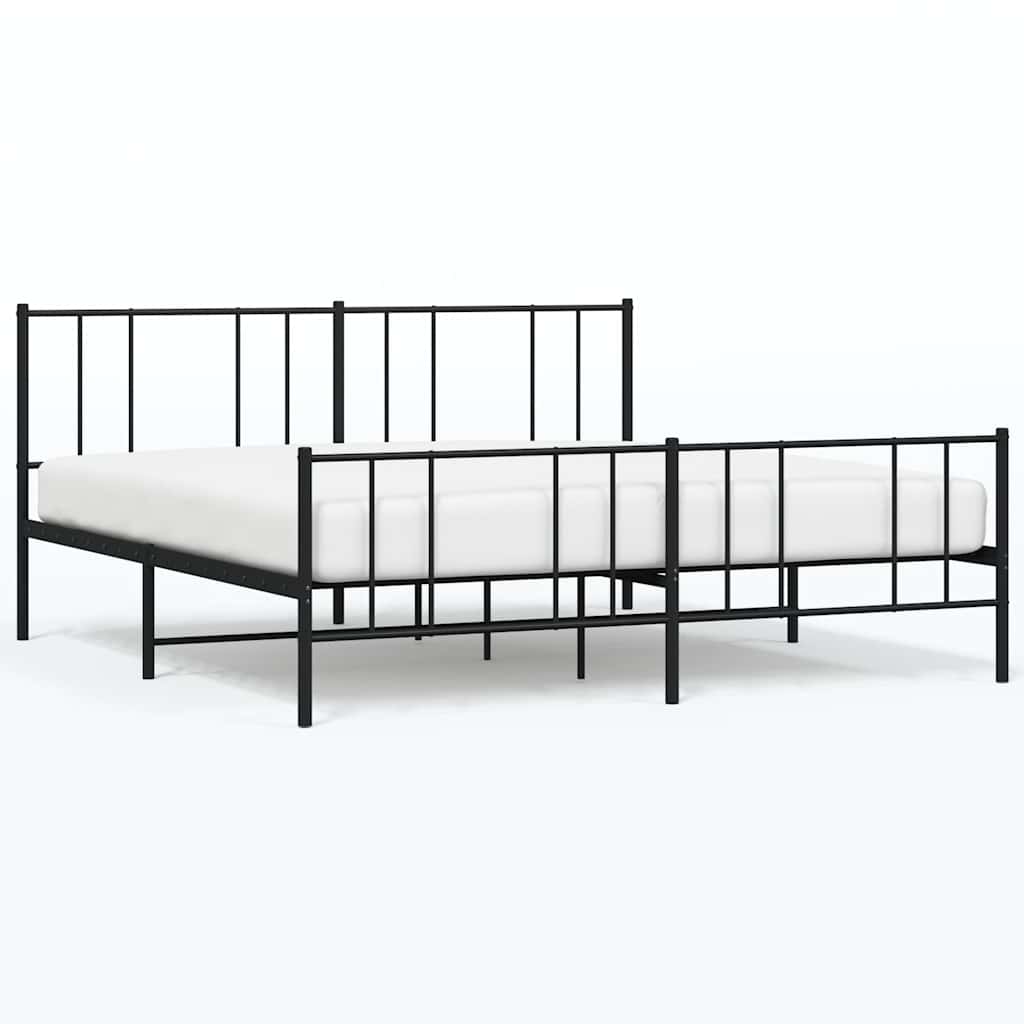 Giroletto con Testiera e Pediera Metallo Nero 193x203 cm | homemem39