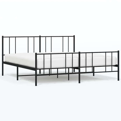 Giroletto con Testiera e Pediera Metallo Nero 193x203 cm | homemem39