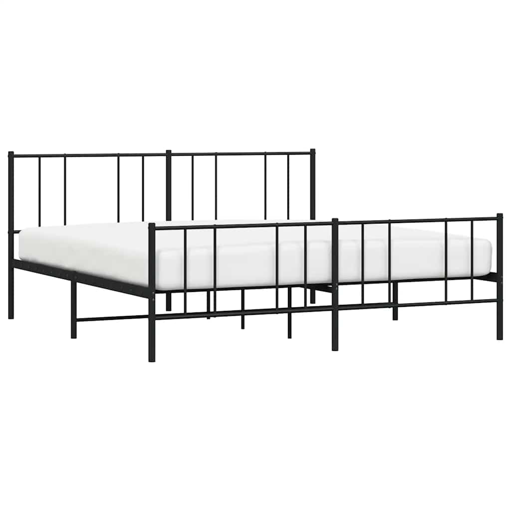 Giroletto con Testiera e Pediera Metallo Nero 193x203 cm | homemem39
