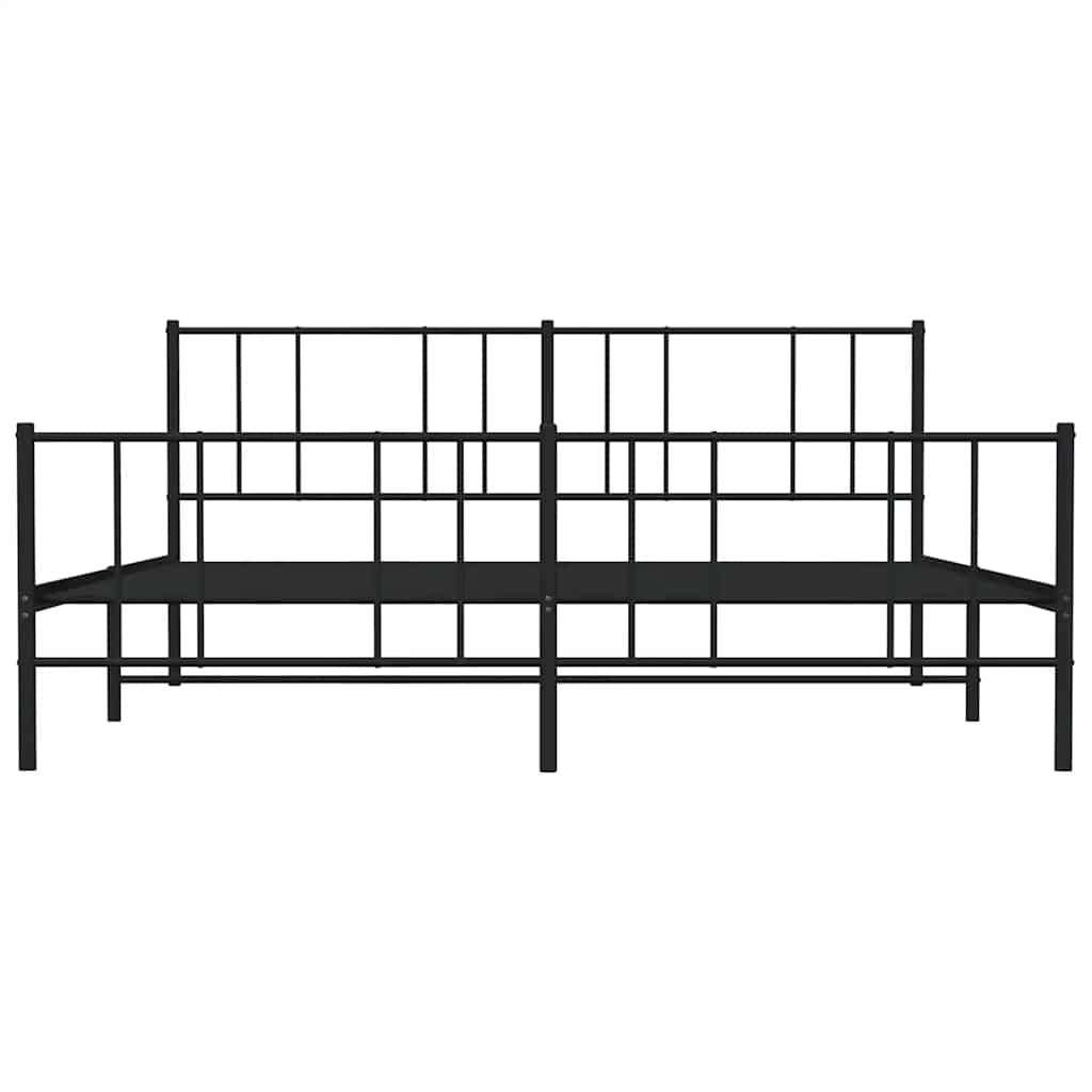Giroletto con Testiera e Pediera Metallo Nero 193x203 cm | homemem39