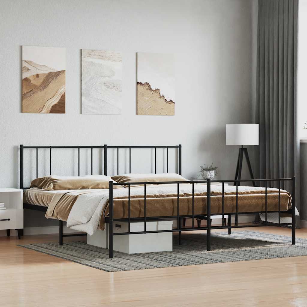 Giroletto con Testiera e Pediera Metallo Nero 193x203 cm | homemem39