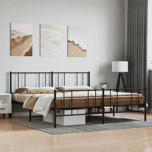 Giroletto con Testiera e Pediera Metallo Nero 193x203 cm | homemem39