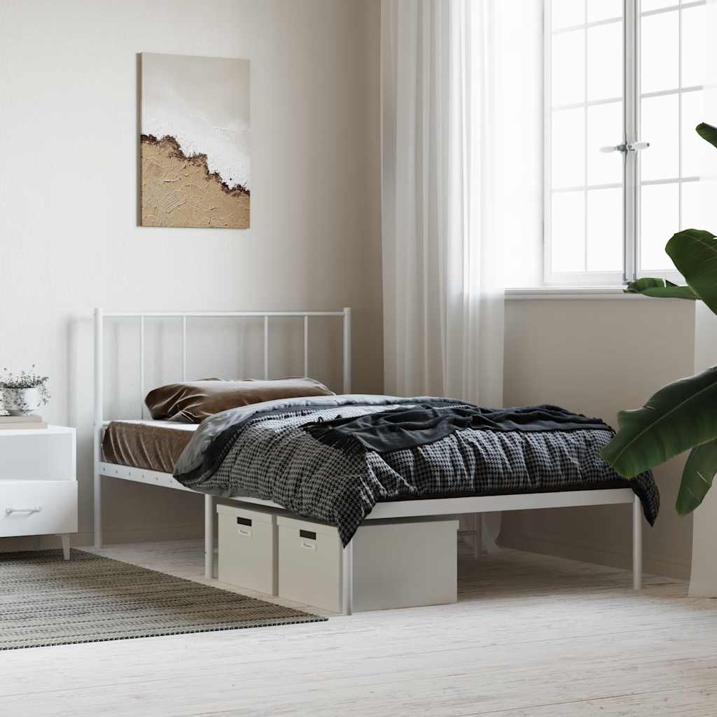 Giroletto senza Materaso con Testiera Metallo Bianco 75x190 cm