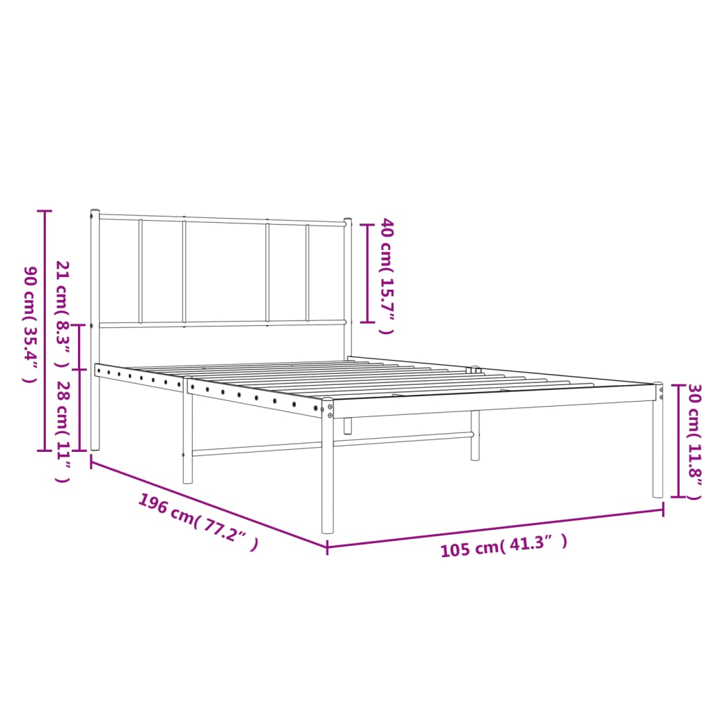 Giroletto con Testiera Metallo Bianco 100x190 cm | homemem39