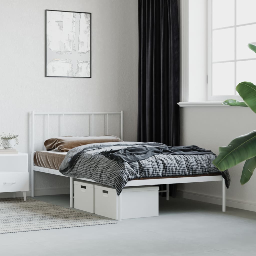 Giroletto con Testiera Metallo Bianco 100x190 cm | homemem39