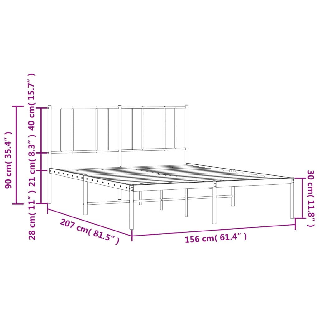 Giroletto con Testiera Metallo Bianco 150x200 cm - homemem39