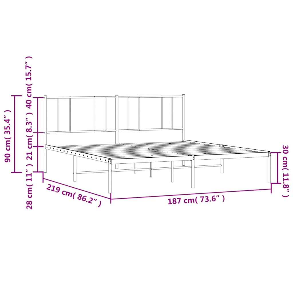 Giroletto con Testiera Metallo Bianco 183x213 cm | homemem39
