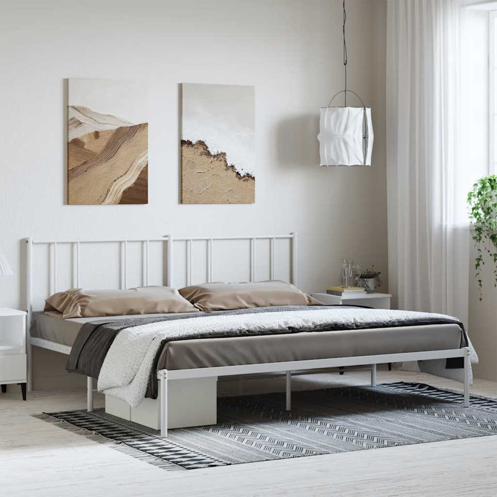 Giroletto con Testiera Metallo Bianco 193x203 cm | homemem39