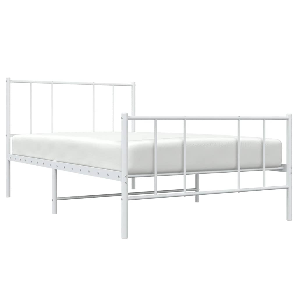 Giroletto con Testiera e Pediera Metallo Bianco 80x200 cm | homemem39