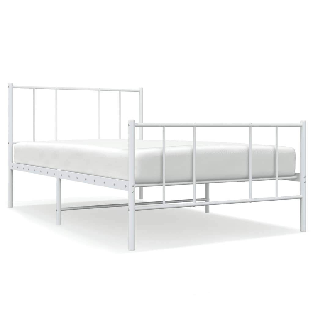 Giroletto con Testiera e Pediera Metallo Bianco 90x200 cm | homemem39