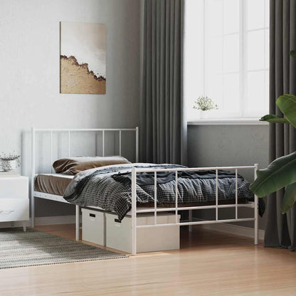 Giroletto con Testiera e Pediera Metallo Bianco 90x200 cm | homemem39