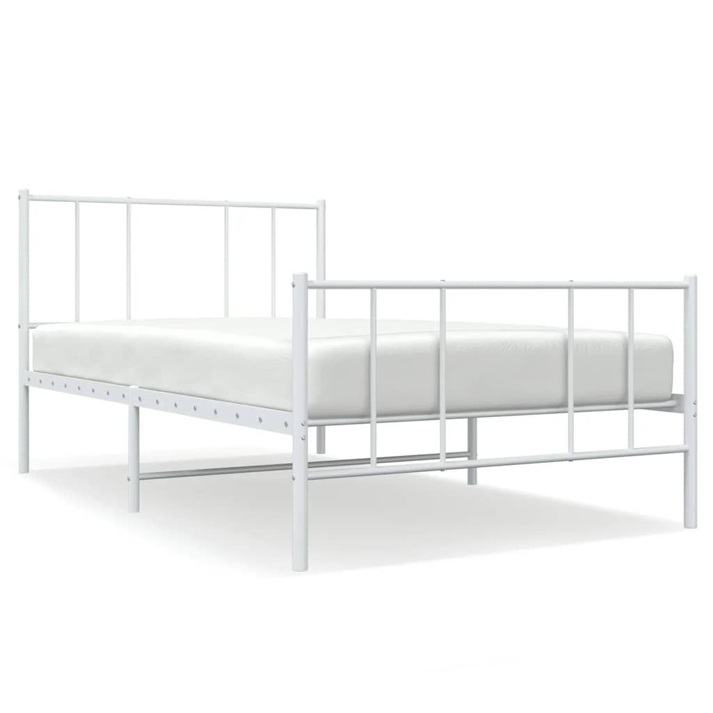 Giroletto con Testiera e Pediera Metallo Bianco 100x190 cm | homemem39
